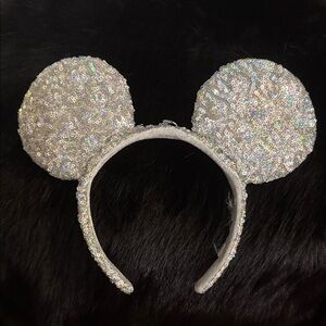 Sparkling Silver Sequin Mouse Ears Headband